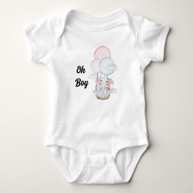 Body Para Bebê Personalizado oh Baby oh boy Elefante Bebê Bodô (Frente)