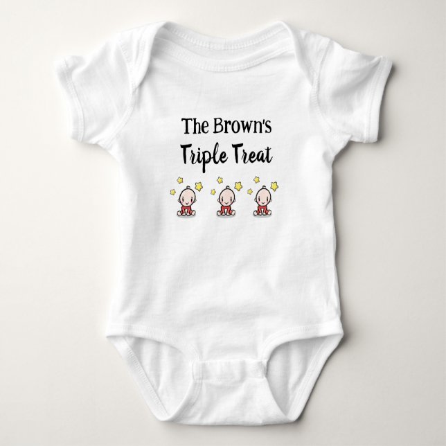 Body Para Bebê Personalizado Para Tripletes, Tripletes Ideia De P (Frente)