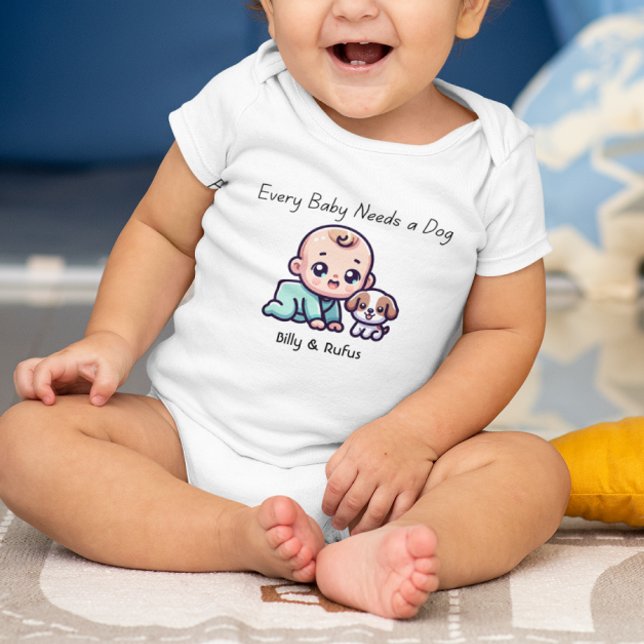 Body Para Bebê Personalizados custom fofos bebê e cachorro (Criador carregado)