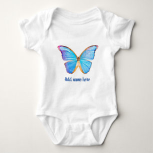 Body Para Bebê Personalizar borboleta AZUL -