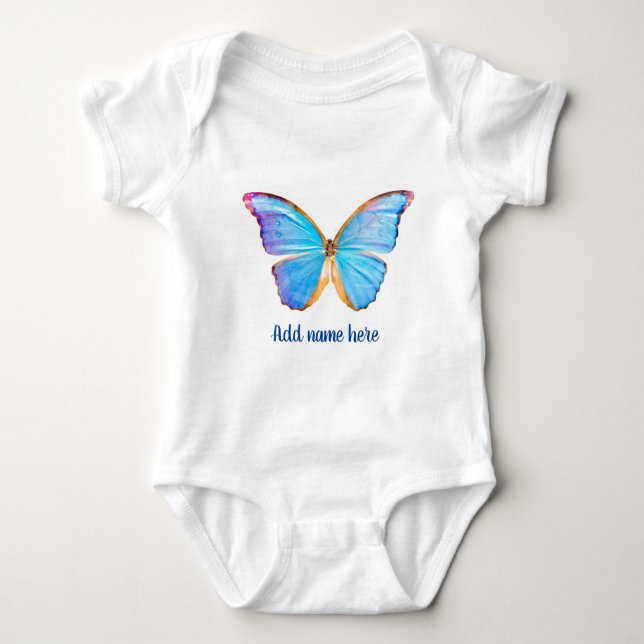 Body Para Bebê Personalizar borboleta AZUL - (Frente)