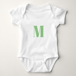 Body Para Bebê Personalizar branco verde-claro inicial do monogra