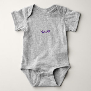 Body Para Bebê Personalizar com nome, texto cinzas roxas minimali