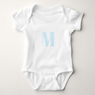 Body Para Bebê Personalizar monograma azul claro inicial branco