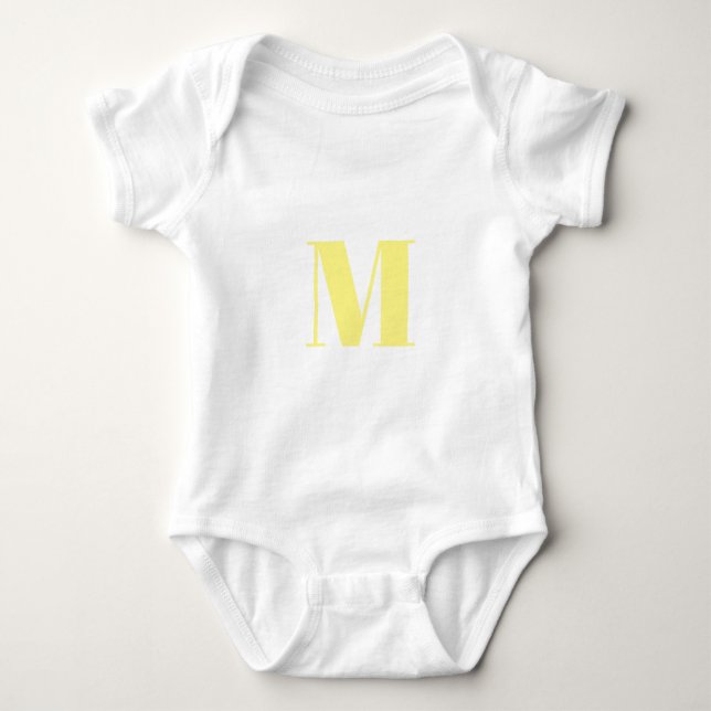 Body Para Bebê Personalizar monograma branco amarelo inicial (Frente)