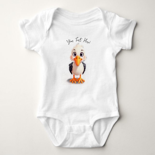 Body Para Bebê Personalizar Nome Cute Baby Stork (Frente)