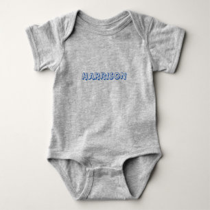 Body Para Bebê Personalizar nome, texto letras azuis cinza