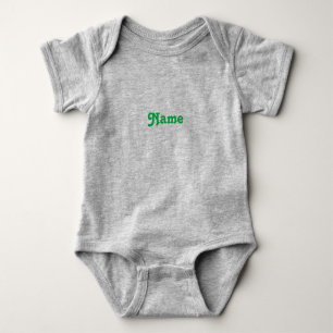Body Para Bebê Personalizar nome, texto letras verdes cinza