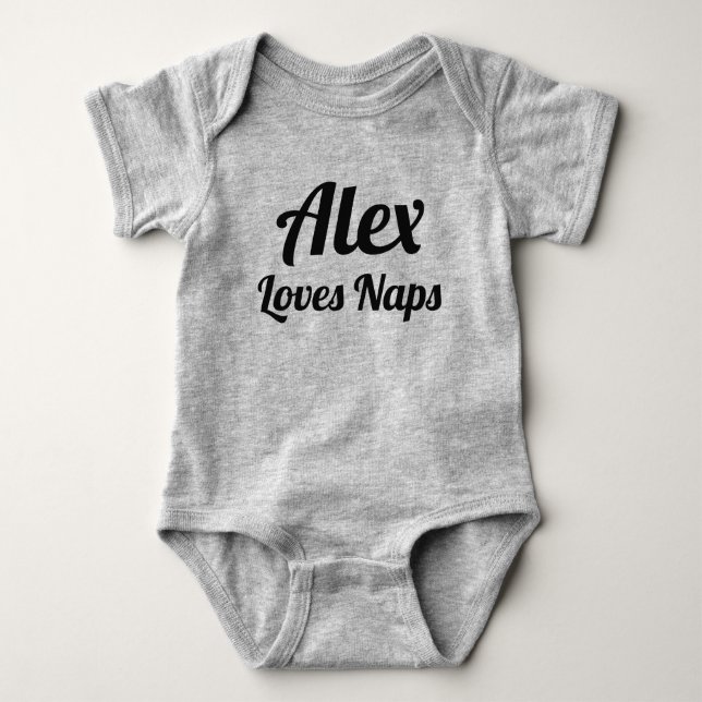 Body Para Bebê Personalizar o Loves Naps Slogan Bebê Bodycase (Frente)
