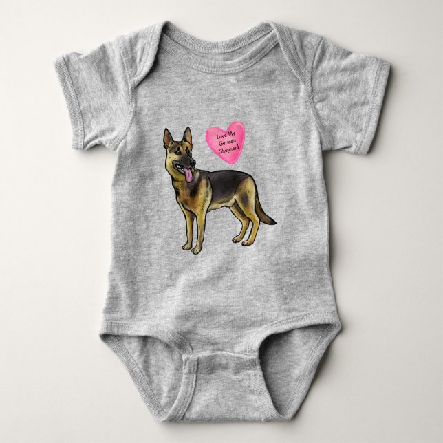 Body Para Bebê Personalizar o meu German shepherd Cachorro Pet (Frente)