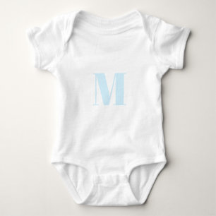 Body Para Bebê Personalizar o monograma azul claro inicial branco