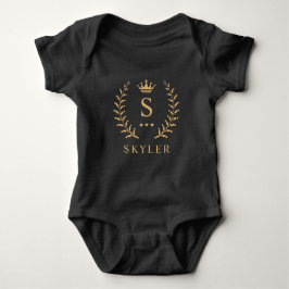 Body Para Bebê Personalizar o nome e o monograma Dourado preto in