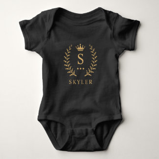 Body Para Bebê Personalizar o nome e o monograma Dourado preto in