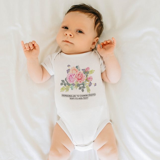 Body Para Bebê Personalizar Trabalho de arte de Fotografia Person (Custom Personalize Photo Artwork Add Text Slogan Baby Bodysuit)