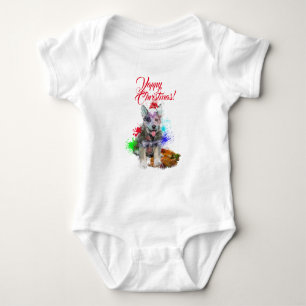 Body Para Bebê Personalizável Cachorro Heeler Azul Fofo Natal Yap