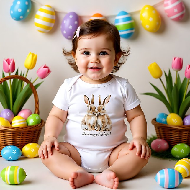 Body Para Bebê 🐇 personalizável, citando Bunny Romper (Customizable 🐇Egg-citing Bunny Romper)