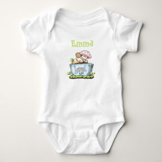 Body Para Bebê Personalize Bodysuit de Bebê Emma Level Up  (Frente)