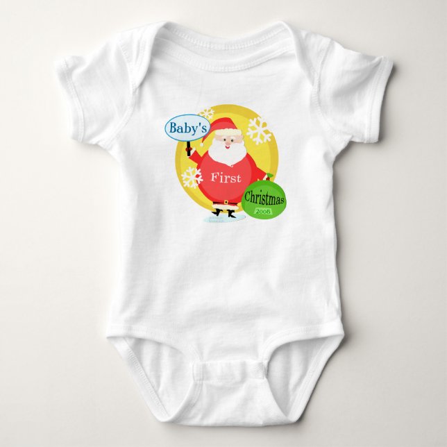 Body Para Bebê Personalize Bodysuit do Natal do bebê o primeiro (Frente)