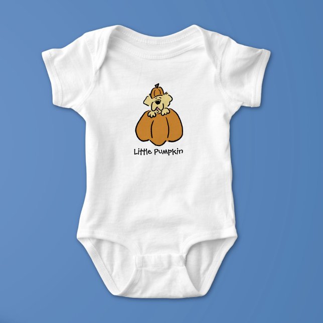 Body Para Bebê Personalize Cute Little Pumpkin Puppy (Criador carregado)