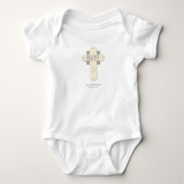Body Para Bebê Personalize, Dedicação de Bebê Creme e Cruz Cinza