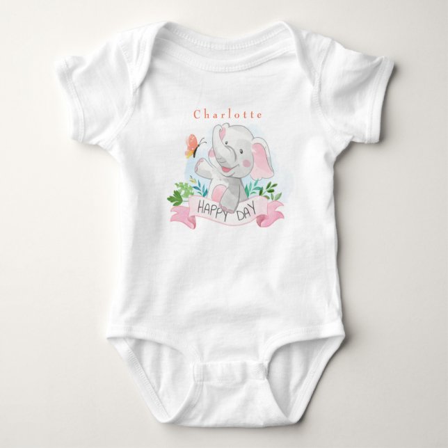 Body Para Bebê Personalize Elefante Brinca ao Ar Livre com Borbol (Frente)