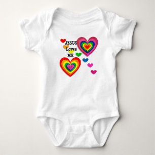 Body Para Bebê Personalize: Jesus ama-me com T dos corações