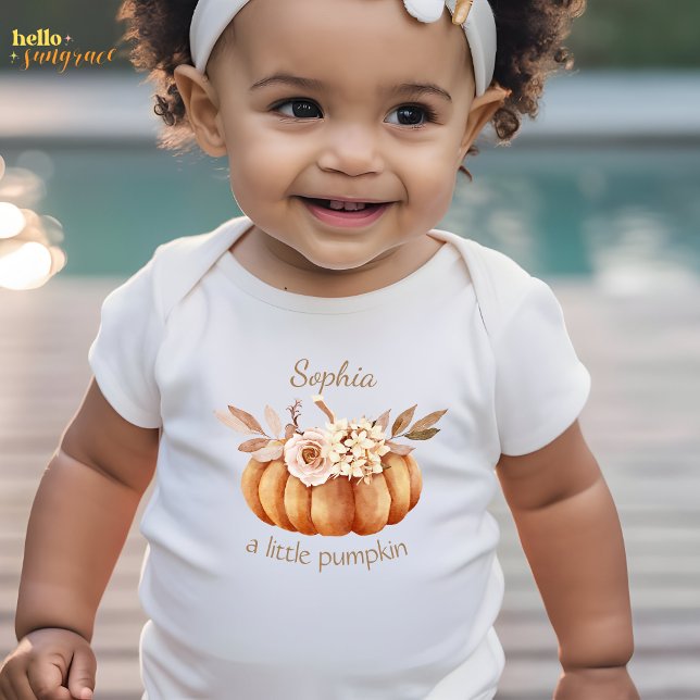 Body Para Bebê Personalize Little Pumpkin Floral Baby Bodysuit (Little Pumpkin Floral Baby Bodysuit)