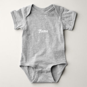 Body Para Bebê Personalize nome, texto letras brancas cinza