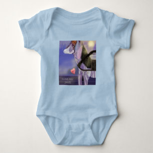 Body Para Bebê Personalize o azul-claro-bebê "EU AMO-TE"