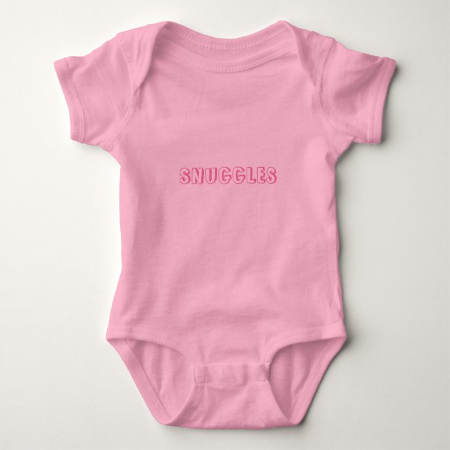 Body Para Bebê Personalize o nome ou texto "Snuggles" rosa claro (Frente)