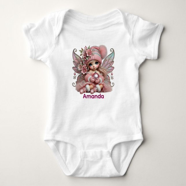 Body Para Bebê Personalize Pink Fairy  (Frente)