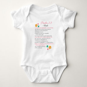 Body Para Bebê Personalize Salmo 23-NIV Escrituras Bíblicas Flore