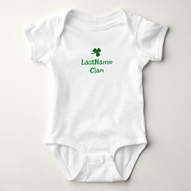 Body Para Bebê Personalize Seu Bebê De Shamrock Clã/Bebê De Toddl (Frente)