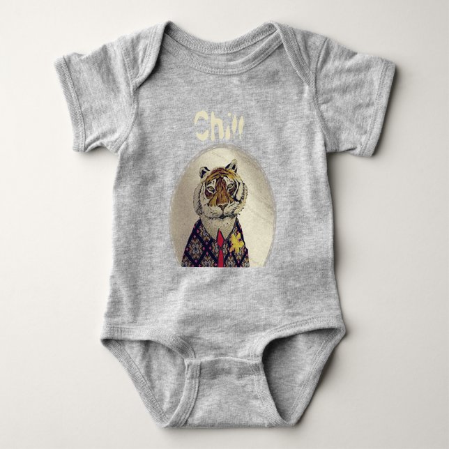 Body Para Bebê Personalize Tigre Divertido e Relax  (Frente)