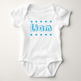 Body Para Bebê Personalized Azure Blue Heart Boy Name