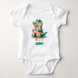 Body Para Bebê Personalized Baby Bodysuit – A is for Alligator
