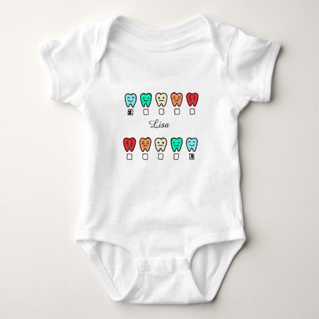 Body Para Bebê Personalized- Baby Bodysuit - Custom-tooth design (Frente)