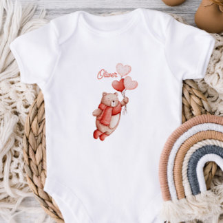 Body Para Bebê Personalized Baby Bodysuit With A Watercolor Teddy