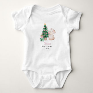 Body Para Bebê Personalized Baby’s First Christmas rabbit theme