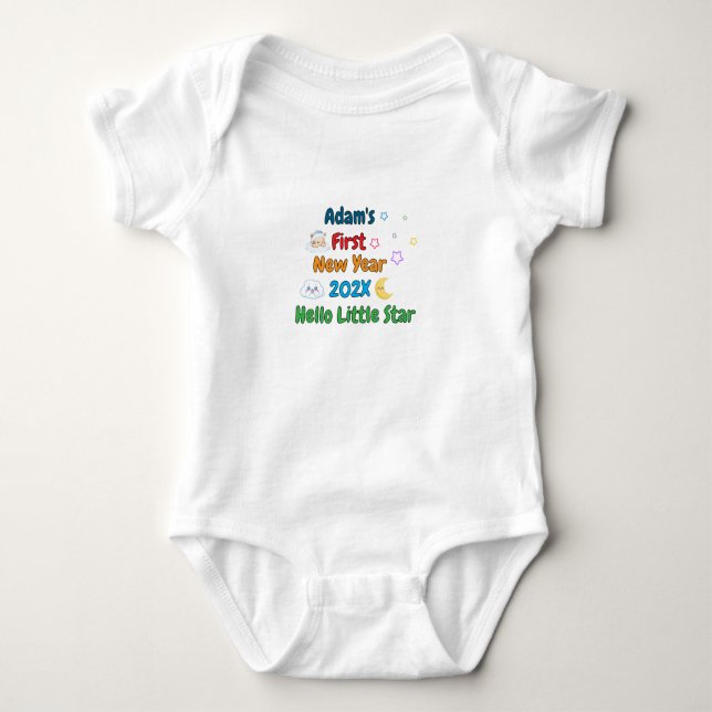 Body Para Bebê Personalized Baby’s First New Year – Cute Design (Frente)