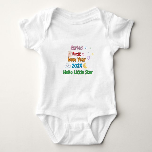 Body Para Bebê Personalized Baby’s First New Year – Cute Design (Frente)