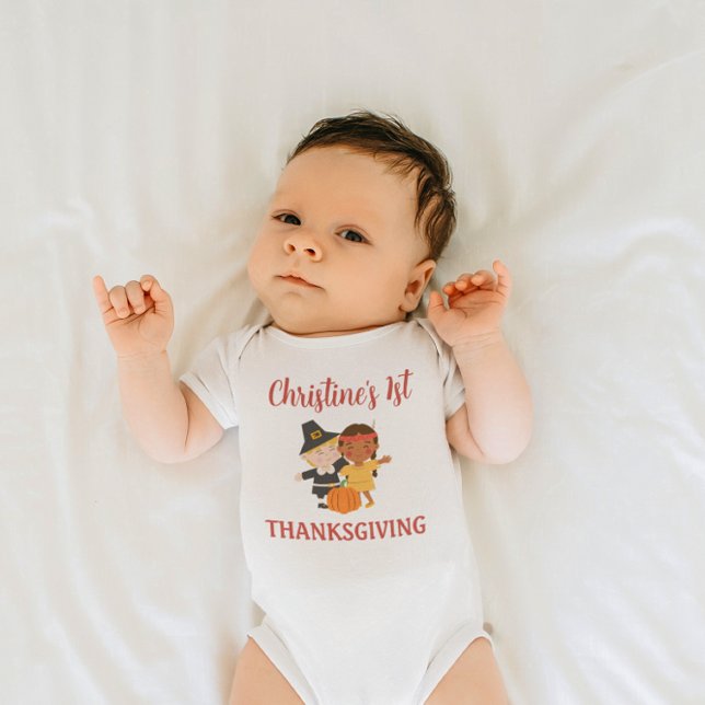 Body Para Bebê Personalized Baby’s First Thanksgiving Bodysuit (Criador carregado)