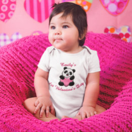 Body Para Bebê Personalized Baby’s First Valentine’s Day Panda