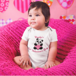 Body Para Bebê Personalized Baby’s First Valentine’s Day Panda