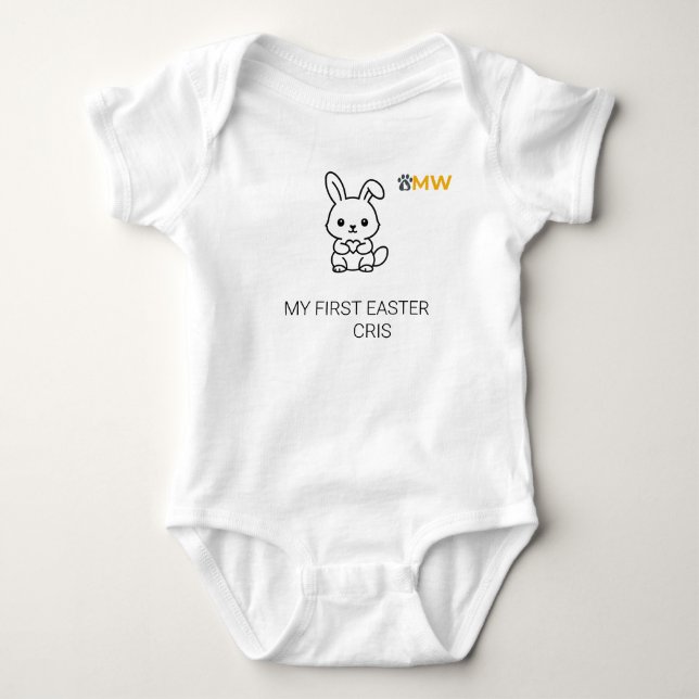 Body Para Bebê Personalized Baby's First Easter Bunny Bodysuit -  (Frente)