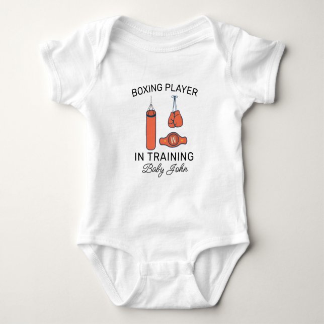 Body Para Bebê Personalized Boxing Name - Box Player in Training (Frente)