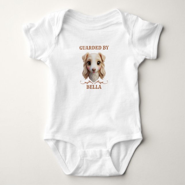 Body Para Bebê Personalized Chibi Puppy Head Baby Jersey Bodysuit (Frente)