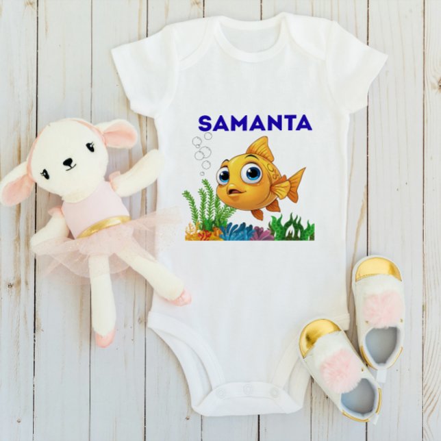 Body Para Bebê Personalized "[Child's Name]" Little Fish Bodysuit (Criador carregado)