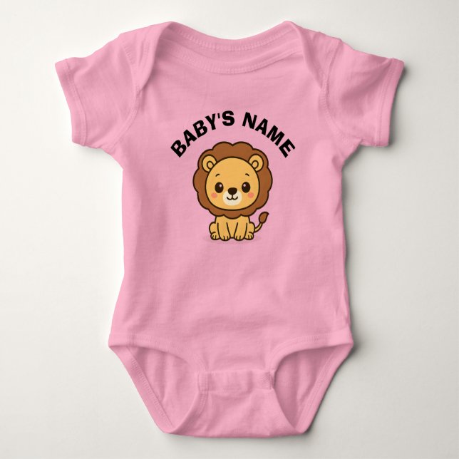 Body Para Bebê Personalized Cute Lion Baby Bodysuit (Frente)