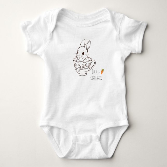 Body Para Bebê Personalized First Easter Bunny (Frente)
